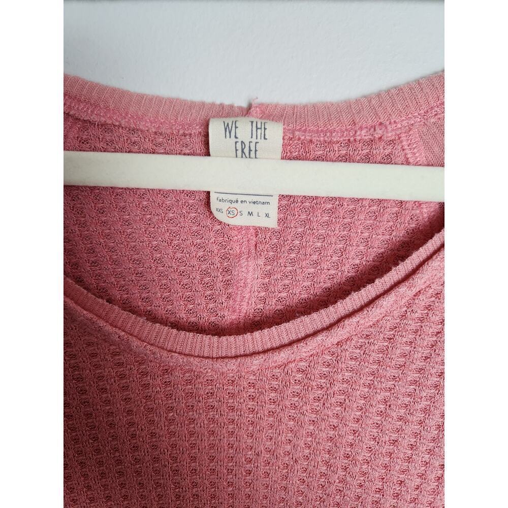 Free People Thermal Waffle knit sz XS pink exposed seams beach boho festival - Picture 4 of 7